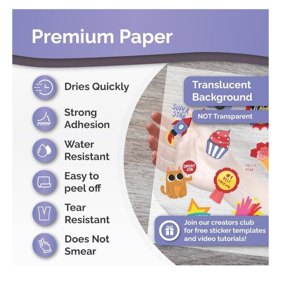 90% Clear Sticker Paper-25 Sheets, 8.5 x 11" Letter Size, Transparent Glossy - Picture 1 of 3